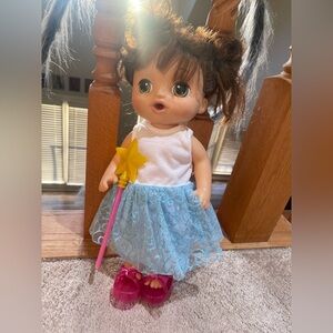 Baby Doll with Blue Skirt and Pink Shoes